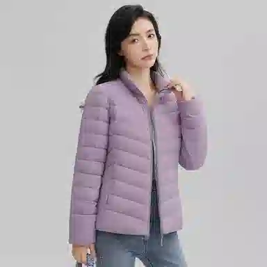 鸭鸭 纯色通勤连帽轻薄款短款外穿时尚百搭羽绒服 女款