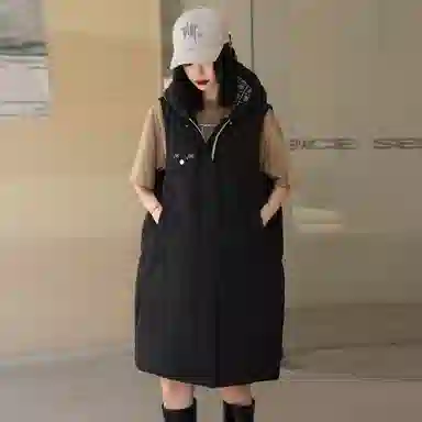 鸭鸭 中长款连帽纯色保暖羽绒服 女款 鹅黄色