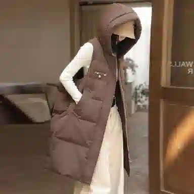 鸭鸭 中长款连帽纯色保暖羽绒服 女款 鹅黄色