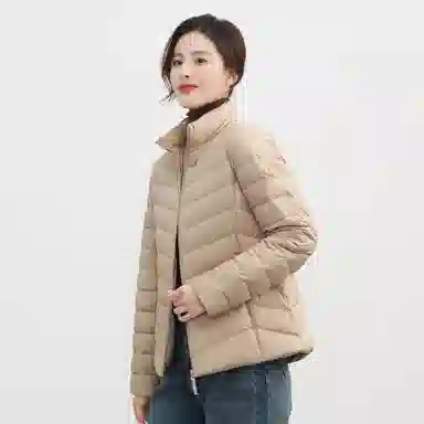 鸭鸭 纯色通勤连帽轻薄款短款外穿时尚百搭羽绒服 女款