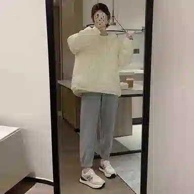 鸭鸭 纯色连帽套头大口袋保暖舒适长袖休闲简约美系时尚洋气外穿羽绒服 女款