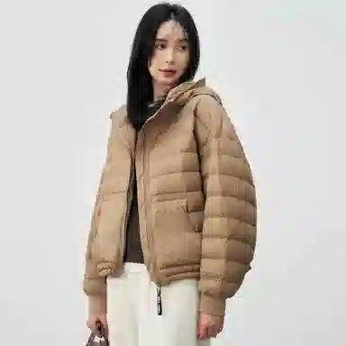 鸭鸭 舒适经典休闲时尚短款防寒连帽保暖轻薄羽绒服 女款