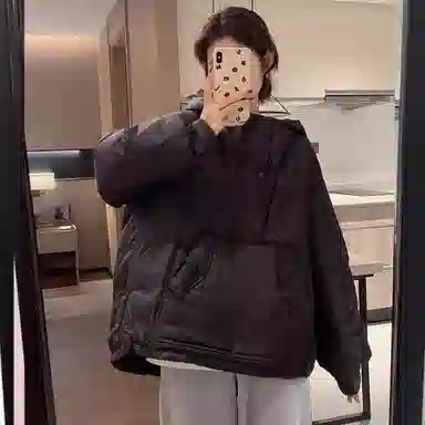 鸭鸭 纯色连帽套头大口袋保暖舒适长袖休闲简约美系时尚洋气外穿羽绒服 女款