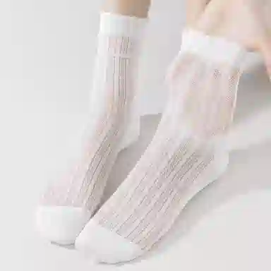 黛梦恋 透气凉感超薄纯色简约中筒袜 女款