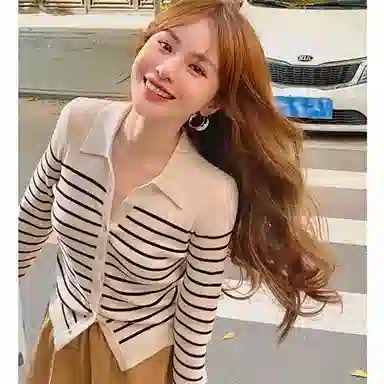 桴生 韩系条纹舒适百搭内搭针织衫 女款