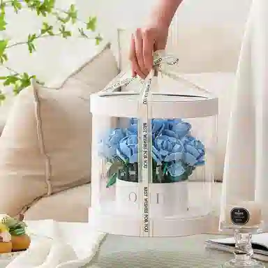 喜顽童 永生玫瑰花积木花束桶玩具 拼装模型