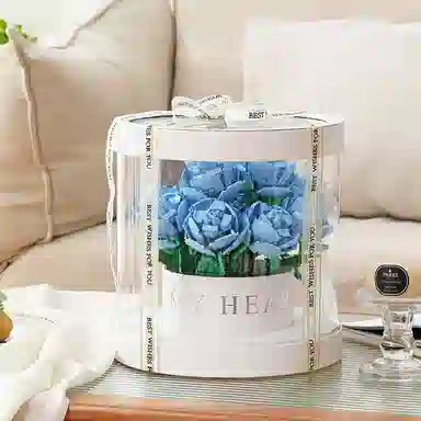 喜顽童 永生玫瑰花积木花束桶玩具 拼装模型