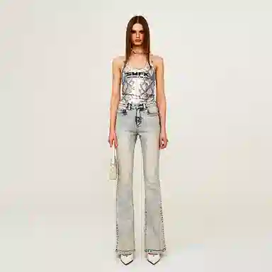 SMFK Compass Flare Jeans Snowflake White