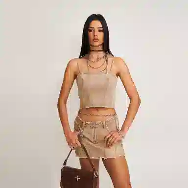 SMFK COMPASS RIVET PATINA LEATHER CHOCKER SMALL