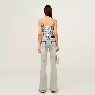 SMFK Compass Flare Jeans Snowflake White