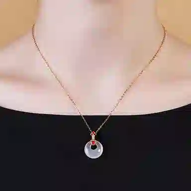 老凤祥 如意平安扣 新中式国潮百搭平安顺遂事事如意 通勤简约小众轻奢#好运 玉髓 项链 女款