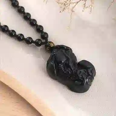 【招财旺财】 老凤祥 吞金瑞兽貔貅 新中式国潮温润大方 财源滚滚 前程似锦 国风百搭转运#好运 黑曜石 玉石项链 男款