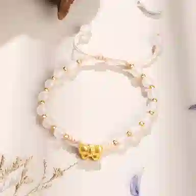 【在逃公主】 老凤祥 蝴蝶结 精致甜美唯美轻奢优雅小众浪漫年轻气质时尚大气高级小香风转运招财设计#好运 足金 按克计价 黄金手链 女款