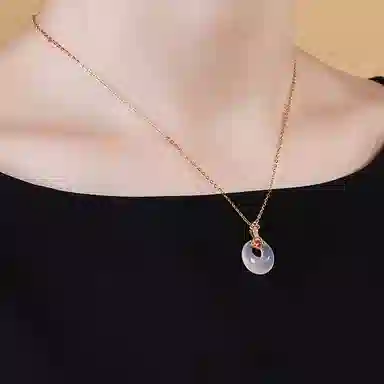 老凤祥 如意平安扣 新中式国潮百搭平安顺遂事事如意 通勤简约小众轻奢#好运 玉髓 项链 女款