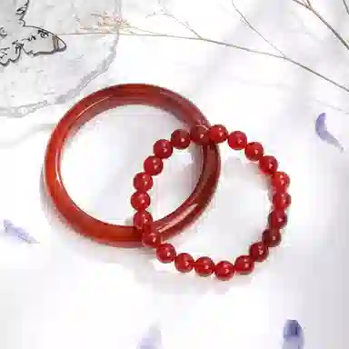 老凤祥 赤红贵妃镯 中国红新中式江南风 国潮吉祥古色古香汉服旗袍经典色 百搭高级感轻奢风 玛瑙 手镯 女款