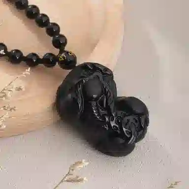 【招财旺财】 老凤祥 吞金瑞兽貔貅 新中式国潮温润大方 财源滚滚 前程似锦 国风百搭转运#好运 黑曜石 玉石项链 男款