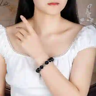 老凤祥 新中式复古蓝虎眼心有所响转运珠 小众简约百搭 招财转运盘玩文玩串珠#好运 黑曜石 手串 男女同款情侣款