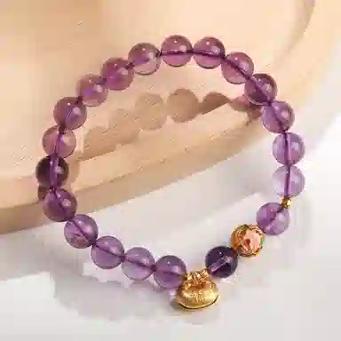 老凤祥 长命锁福锁紫梦 桃花小福新中式国潮古典风  莲语和谐美满温润细腻 轻奢风格时尚百搭#好运 紫水晶 手串 女款