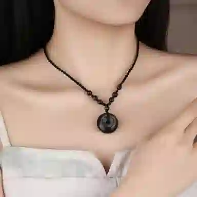 【圆满顺遂 】 老凤祥 新中式国潮 平安无事 岁岁安 轻奢小众时尚百搭高级感#好运 黑曜石 项链 男女同款情侣款