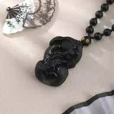 【招财旺财】 老凤祥 吞金瑞兽貔貅 新中式国潮温润大方 财源滚滚 前程似锦 国风百搭转运#好运 黑曜石 玉石项链 男款