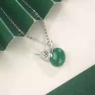 老凤祥 福禄翠宝 新中式国潮轻奢大气 招财进宝福禄双全 小众简约高级感锁骨链#好运 玉髓 项链 女款