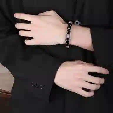 老凤祥 六字箴言转运珠 新中式简约国潮复古小众 日常通勤百搭精致气质温柔#好运 黑曜石 手串 男款