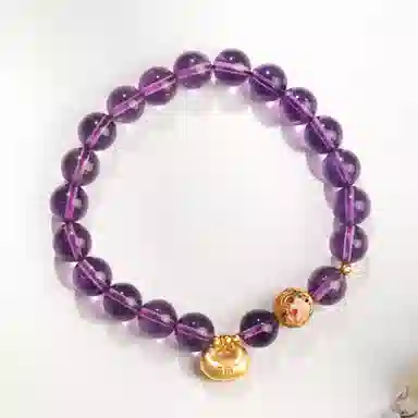 老凤祥 长命锁福锁紫梦 桃花小福新中式国潮古典风  莲语和谐美满温润细腻 轻奢风格时尚百搭#好运 紫水晶 手串 女款