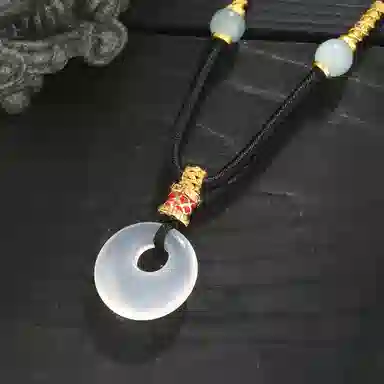 老凤祥 富贵公主平安扣 新中式国潮   小众设计冰透 平安喜乐 诸事顺利 轻奢风格时尚精致高级感#好运 玉髓 项链 男女同款情侣款