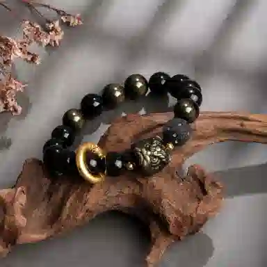 【足银 金曜祥云】 老凤祥 新中式国潮祥云跑环转运珠盘玩珠串 招财纳福 狮来运转 日常百搭通勤 #好运天然 黑曜石 手串 男女同款情侣款