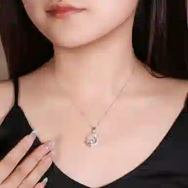 【高品质|足银|甄选冰透】  老凤祥 三生有杏平安扣 轻奢小众精致招财纳福高级感 女友恋爱百搭优雅气质锁骨链#好运天然 玉髓 项链 女款