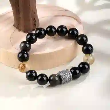 老凤祥 六字箴言转运珠 新中式简约国潮复古小众 日常通勤百搭精致气质温柔#好运 黑曜石 手串 男款