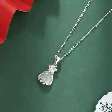 老凤祥 福运银辉 新中式国潮精致银辉闪烁 福运连连吉祥如意 优雅高贵大气轻奢唯美锁骨链好运 玉髓 项链 女款