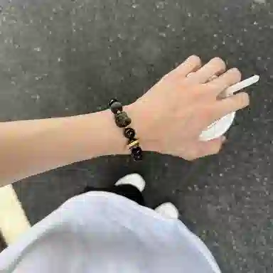 【足银 金曜祥云】 老凤祥 新中式国潮祥云跑环转运珠盘玩珠串 招财纳福 狮来运转 日常百搭通勤 #好运天然 黑曜石 手串 男女同款情侣款