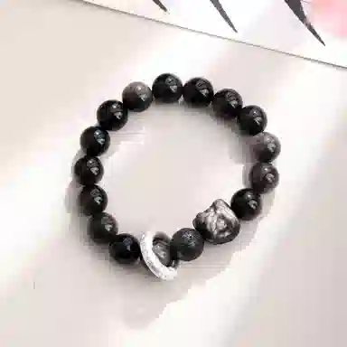 【瑞狮赐福】 老凤祥 纳福醒狮祥云跑环招财呈祥银曜转运珠 新中式时尚简约复古百搭高级感#好运 黑曜石 手串 男女同款情侣款