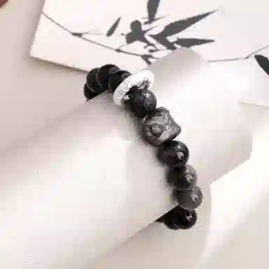 【瑞狮赐福】 老凤祥 纳福醒狮祥云跑环招财呈祥银曜转运珠 新中式时尚简约复古百搭高级感#好运 黑曜石 手串 男女同款情侣款