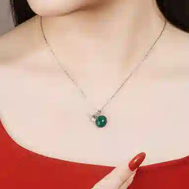 老凤祥 福禄翠宝 新中式国潮轻奢大气 招财进宝福禄双全 小众简约高级感锁骨链#好运 玉髓 项链 女款