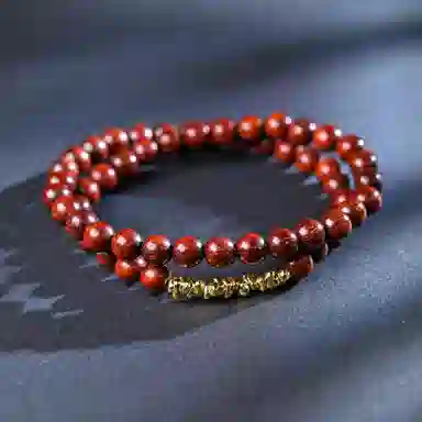 物㯖 小众设计双圈碎银几两文玩新中式轻奢高级感佛珠诸事顺遂平安喜乐八方来财盘玩念珠#寓意好物 血檀 木作手串 男女同款情侣款