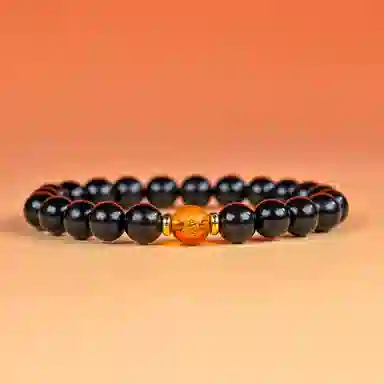 物㯖 五路财神财源滚滚多彩琉璃新中式国潮紫光檀诸事顺利招财进宝纳福转运珠百搭送礼平安好运檀木饰品 黑檀 木作手串 男女同款情侣款