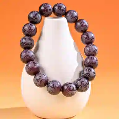 物㯖 国潮雕刻六字真言浅紫冰飘花佛珠招财纳福考试考研上岸绕指柔文艺民族风转运手持 好运 白玉菩提 手串 男女同款情侣款