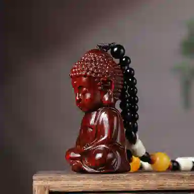 一念之间 物㯖 新中式国潮手工精雕盘玩挂件轻奢高级感车载挂饰随身把玩件招财进宝平安顺遂送礼盒#好运 檀木 木作把件 男女同款情侣款