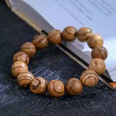 物㯖 国潮新中式文玩佛珠手链复古文艺民族风百搭纳福转运珠基础款单圈紫檀绿檀盘玩沉香木质念珠送礼盒 檀木 木作手串 男女同款情侣款