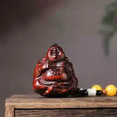 一念之间 物㯖 新中式国潮手工精雕盘玩挂件轻奢高级感车载挂饰随身把玩件招财进宝平安顺遂送礼盒#好运 檀木 木作把件 男女同款情侣款