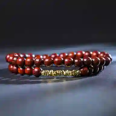 物㯖 小众设计双圈碎银几两文玩新中式轻奢高级感佛珠诸事顺遂平安喜乐八方来财盘玩念珠#寓意好物 血檀 木作手串 男女同款情侣款