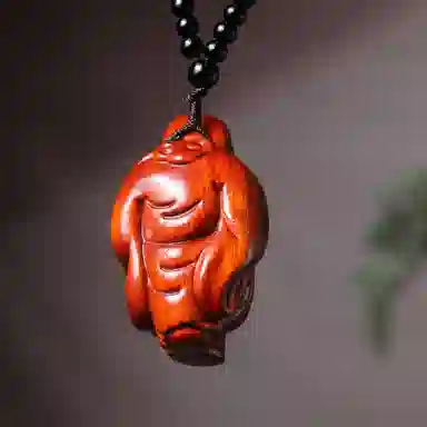 一念之间 物㯖 新中式国潮手工精雕盘玩挂件轻奢高级感车载挂饰随身把玩件招财进宝平安顺遂送礼盒#好运 檀木 木作把件 男女同款情侣款