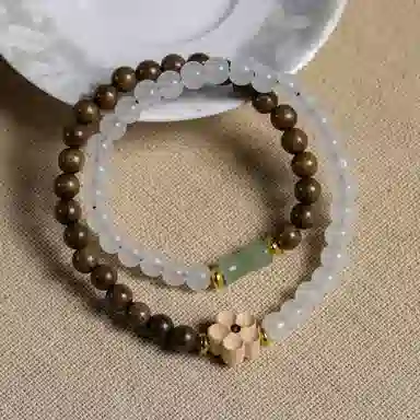 物㯖 国潮盘完绕指柔双圈文玩复古文艺佛珠念珠诸事顺遂八方来财寓意好必备#幸运配饰 阴沉木 木作手串 男女同款情侣款