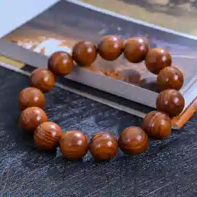 物㯖 国潮新中式文玩佛珠手链复古文艺民族风百搭纳福转运珠基础款单圈紫檀绿檀盘玩沉香木质念珠送礼盒 檀木 木作手串 男女同款情侣款