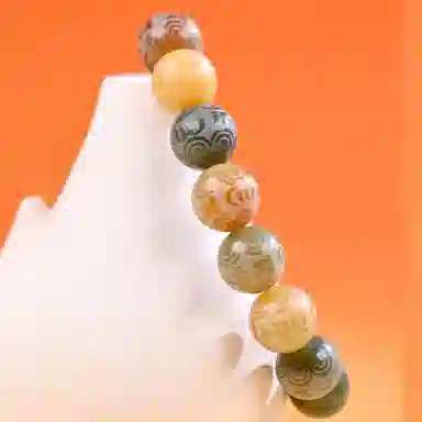 物㯖 国潮雕刻六字真言浅紫冰飘花佛珠招财纳福考试考研上岸绕指柔文艺民族风转运手持 好运 白玉菩提 手串 男女同款情侣款