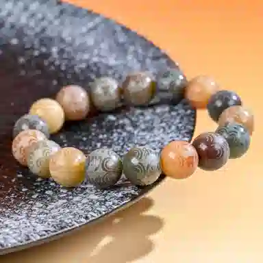 物㯖 国潮雕刻六字真言浅紫冰飘花佛珠招财纳福考试考研上岸绕指柔文艺民族风转运手持 好运 白玉菩提 手串 男女同款情侣款