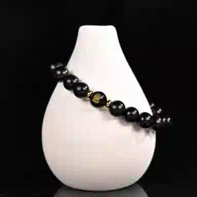 物㯖 五路财神财源滚滚多彩琉璃新中式国潮紫光檀诸事顺利招财进宝纳福转运珠百搭送礼平安好运檀木饰品 黑檀 木作手串 男女同款情侣款