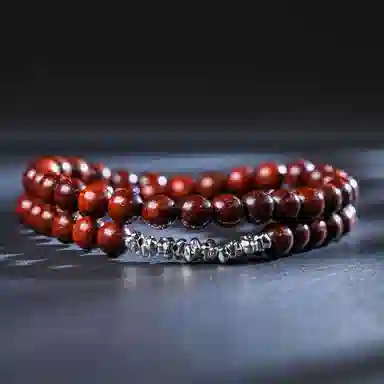 物㯖 小众设计双圈碎银几两文玩新中式轻奢高级感佛珠诸事顺遂平安喜乐八方来财盘玩念珠#寓意好物 血檀 木作手串 男女同款情侣款